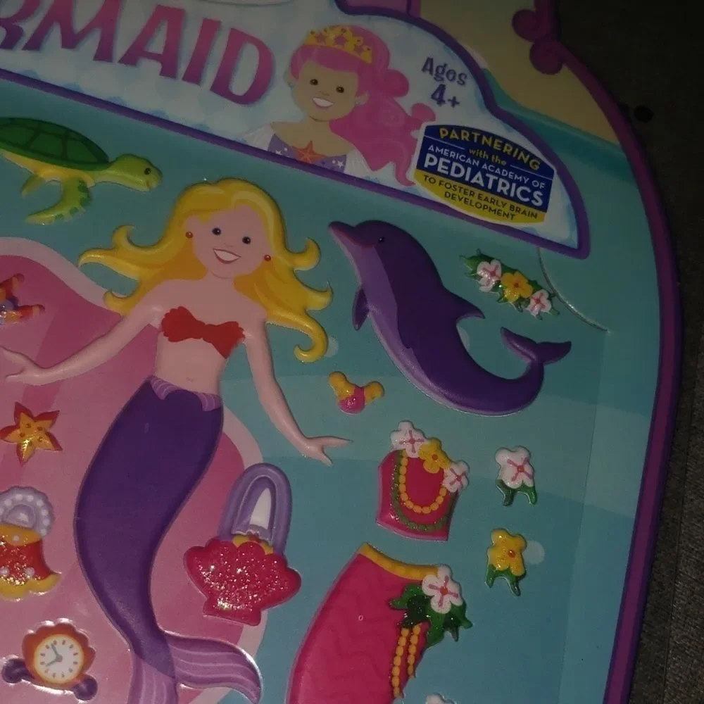 Melissa & Doug toy kids 4+ home mermaid puffy‎ stickers + play scenes
